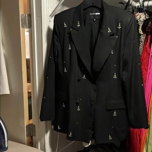 Fashion Nova Black Blazer with Embellished Details